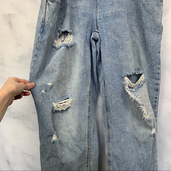 Wild Fable Distressed Hi-Rise Denim Jean Overalls - Picture 5 of 8